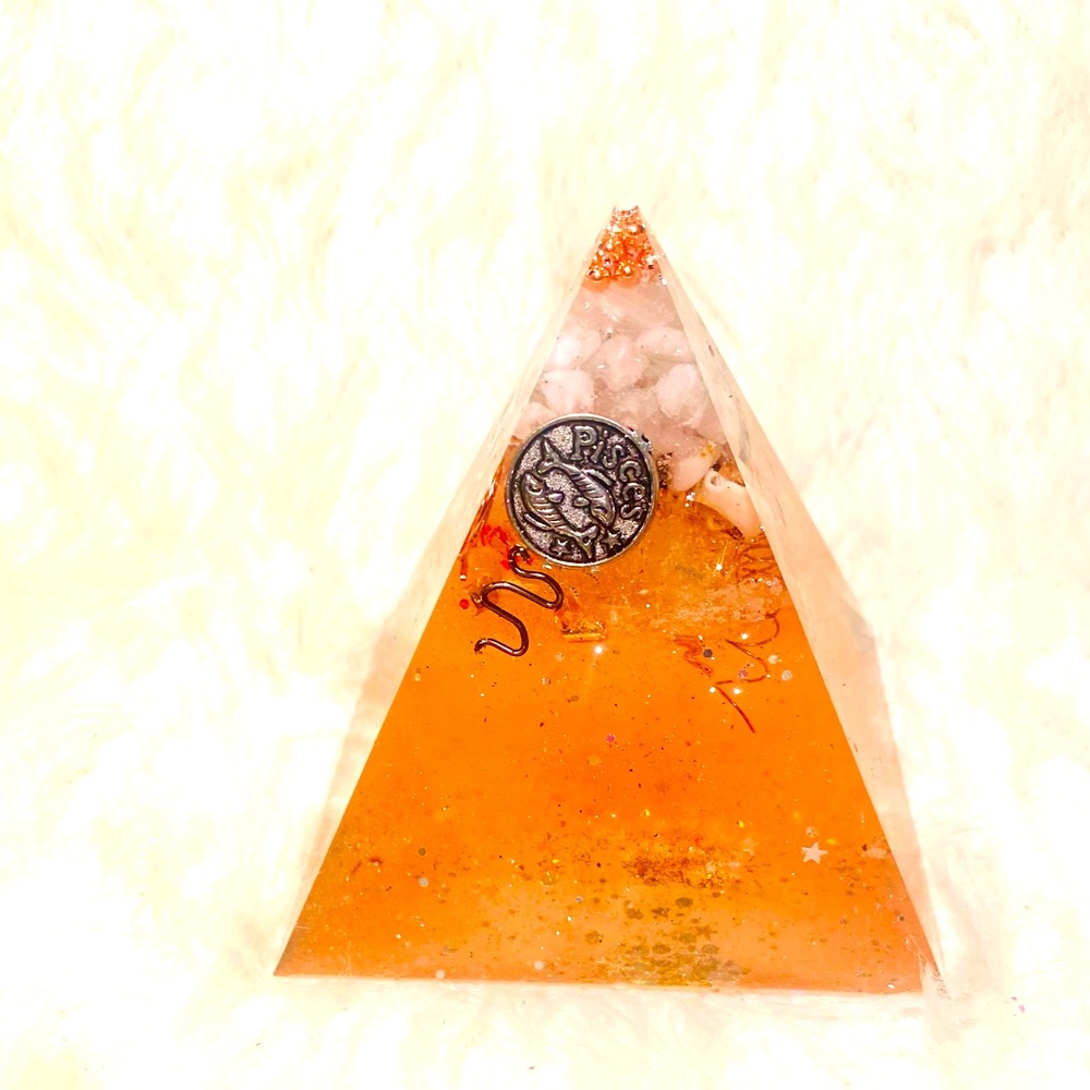 Pisces Rose Quartz Pyramid Orgonite|Handmade